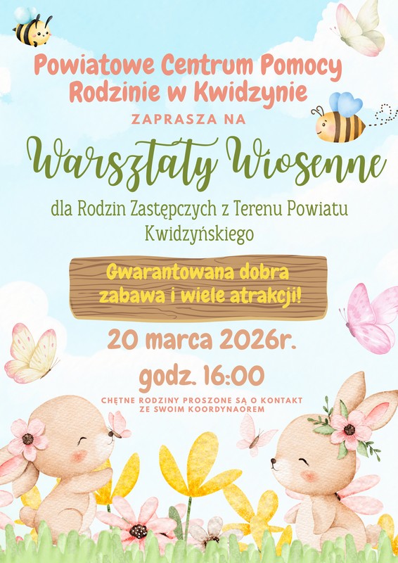 plakat iformacyjny o warsztatach w wiosennym nastroju